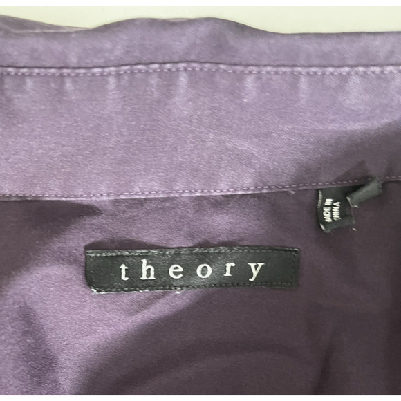 Theory Sylvain Wealth Shirt Poplin Knit Button Up Stretch Purple Size Large - Picture 7 of 10